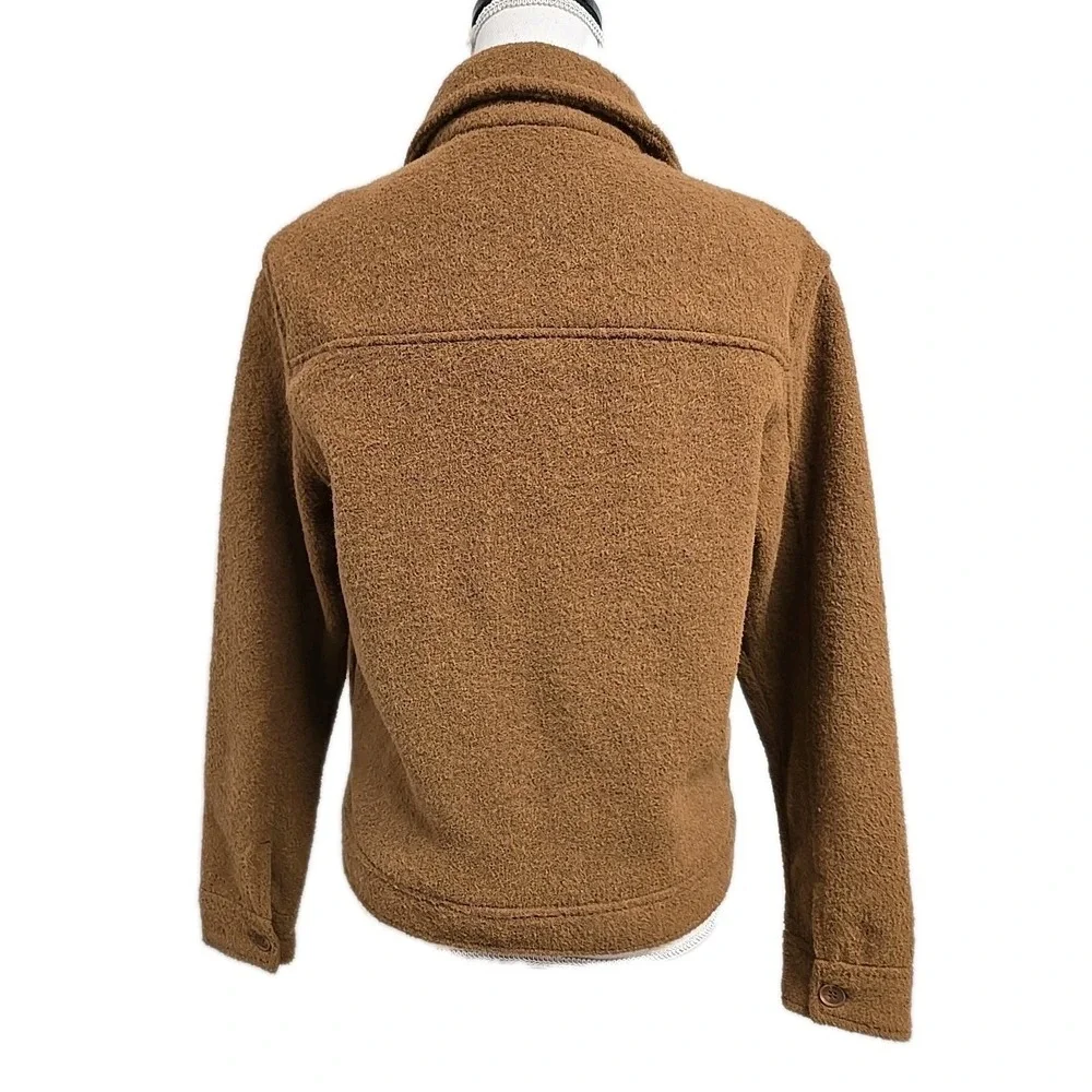 Joie‎ Cropped Button Down Long Sleeve Teddy Jacket Shacket Brown Women's Size S